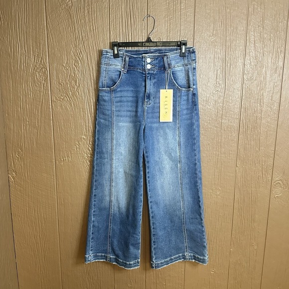 Risen Jeans Denim - NWT RISEN High Rise Crop Wide Leg Front Seam Detailed Jeans Sz 11/30 Streetwear